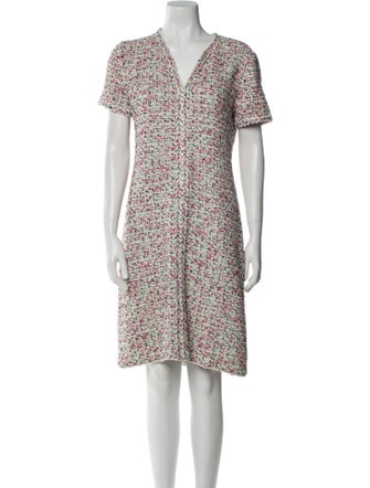 St. John Tweed Pattern Braided Accents Dress Set