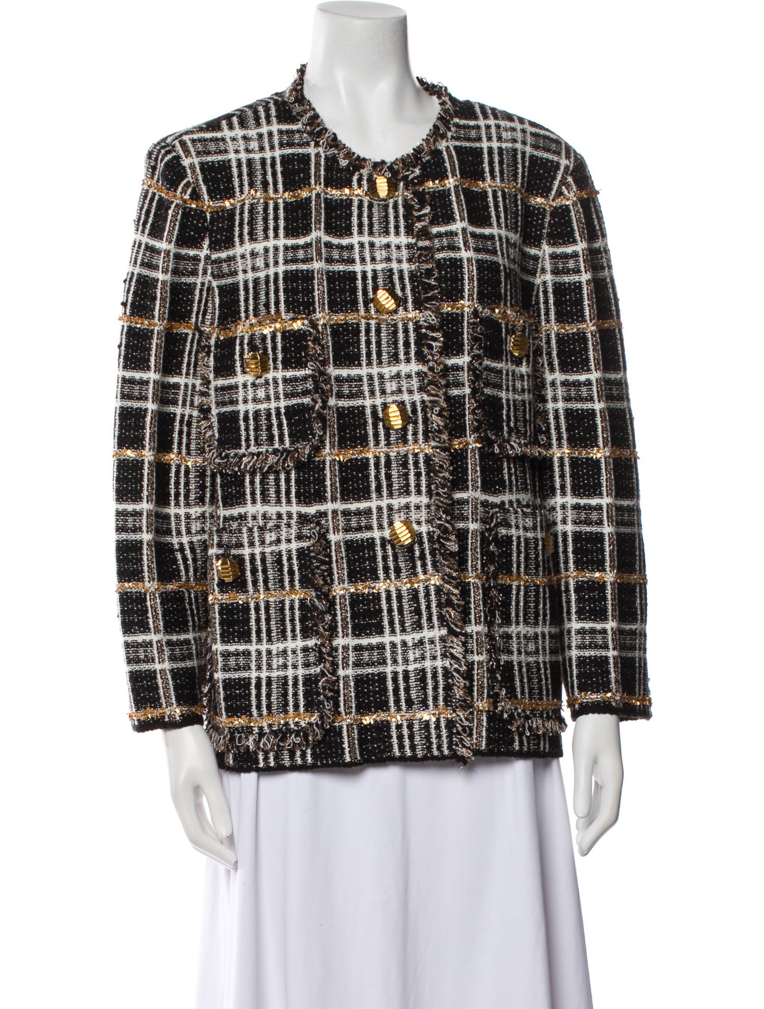 St. John Plaid Print Evening Jacket
