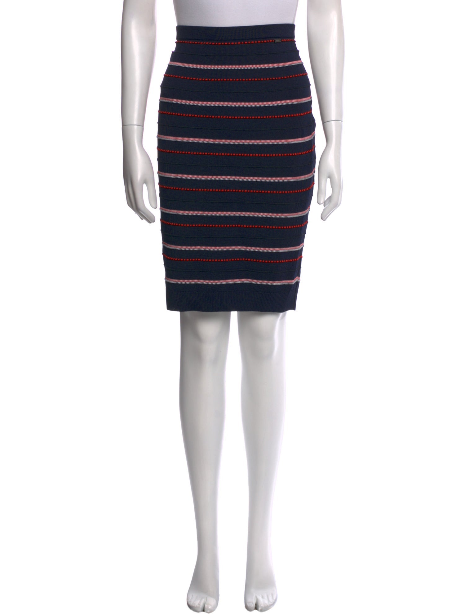 St. John Striped Knee-Length Skirt