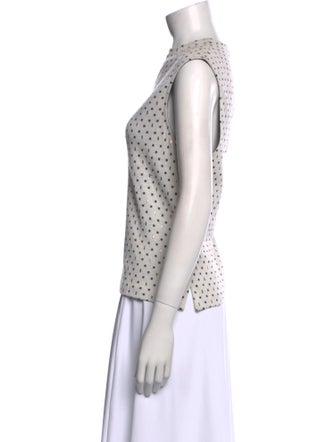 St. John Polka Dot Print Mock Neck Top