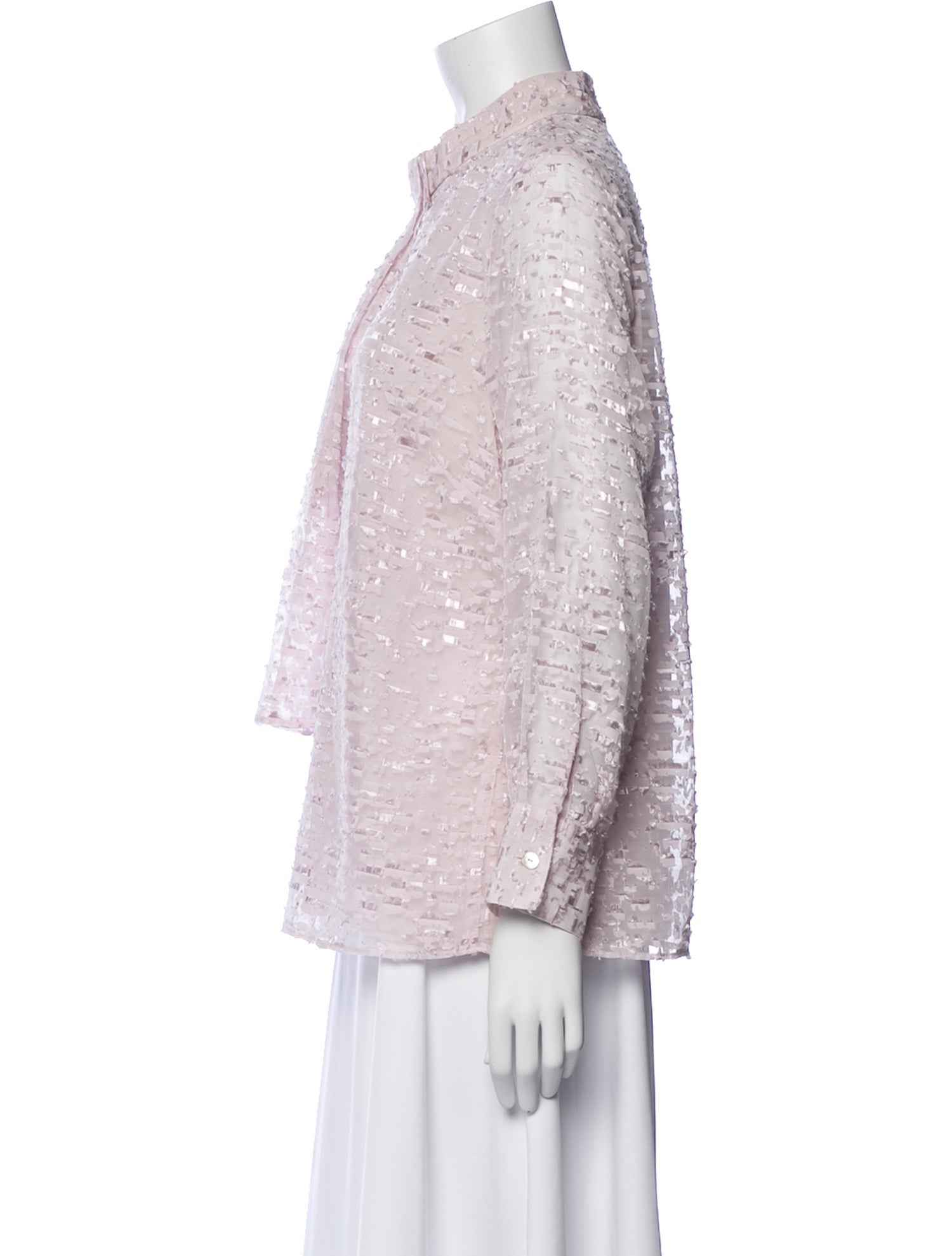 St. John Mock Neck Long Sleeve Blouse