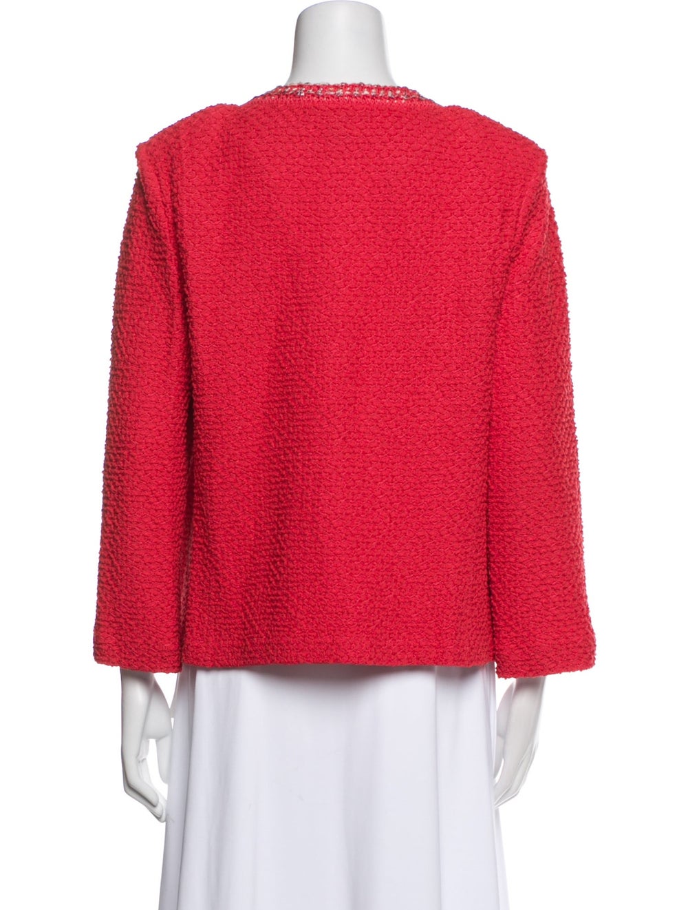 St. John Evening Jacket Red Collarless Patch Pock… - image 3