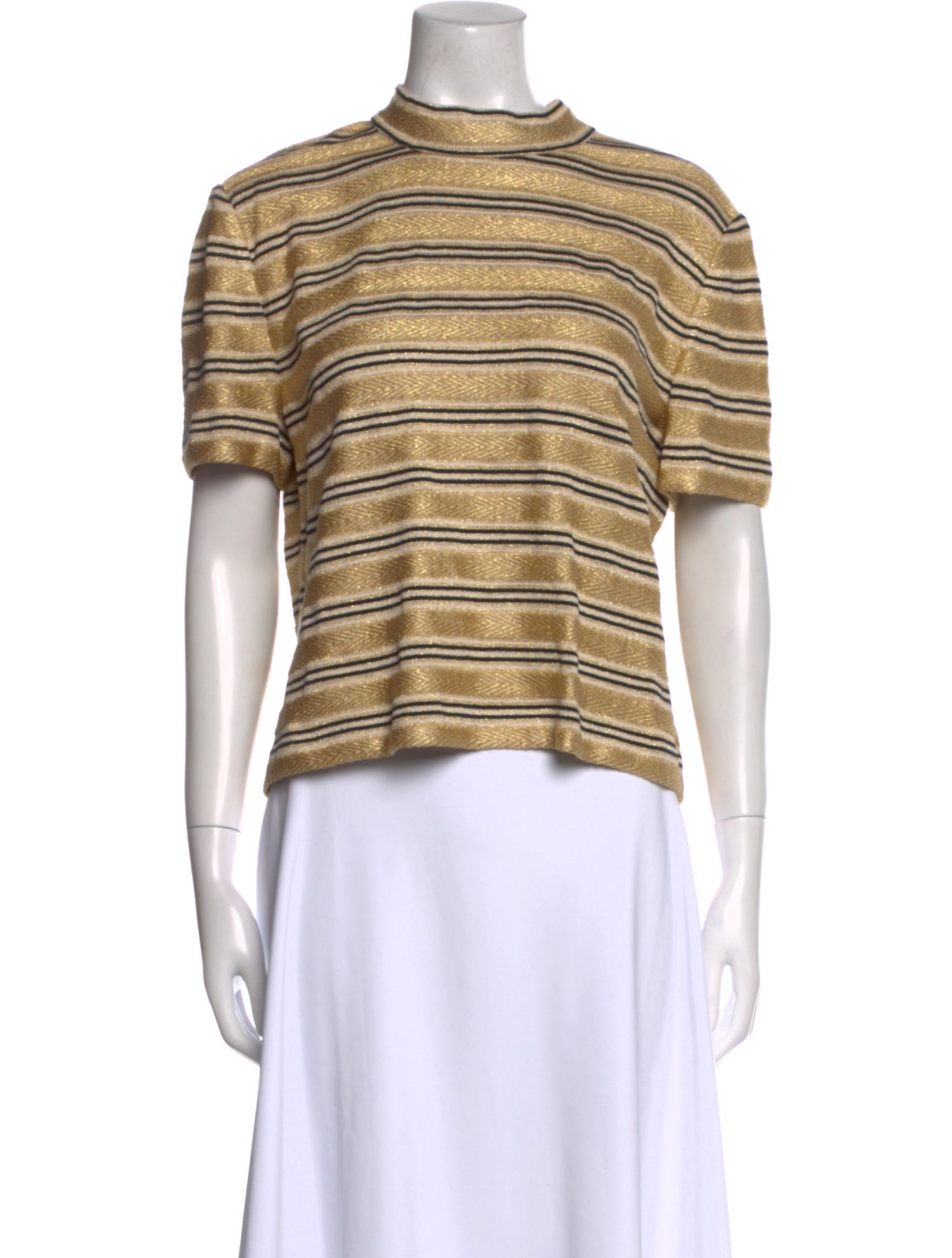 St. John Striped Mock Neck Top