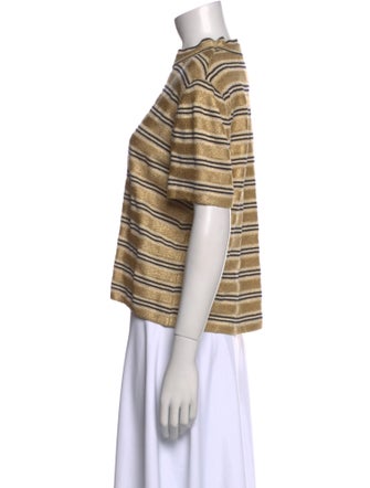 St. John Striped Mock Neck Top