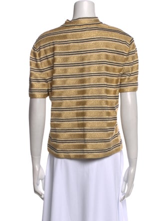 St. John Striped Mock Neck Top