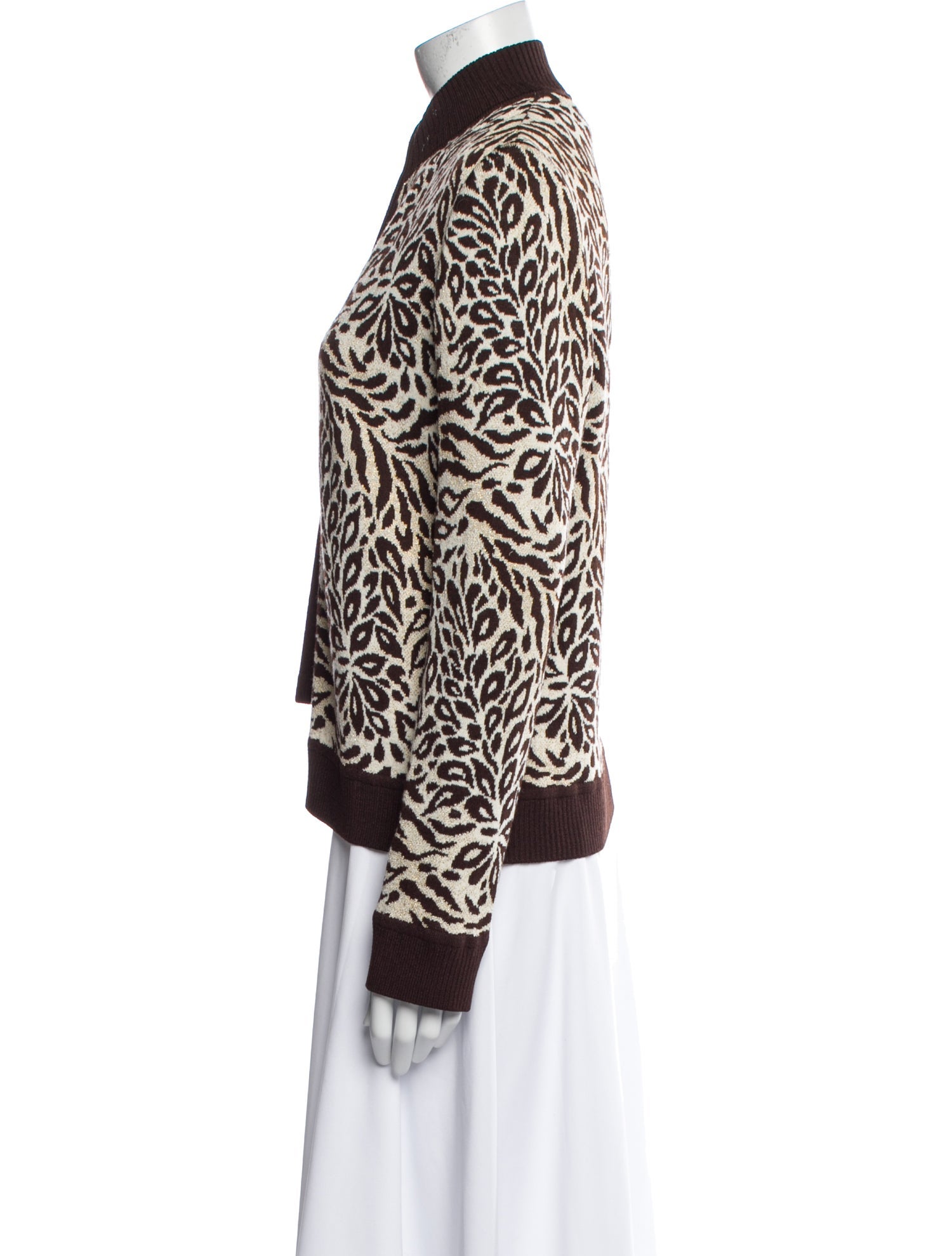 St. John Animal Print Mock Neck Sweater