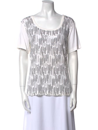 St. John Printed Scoop Neck T-Shirt