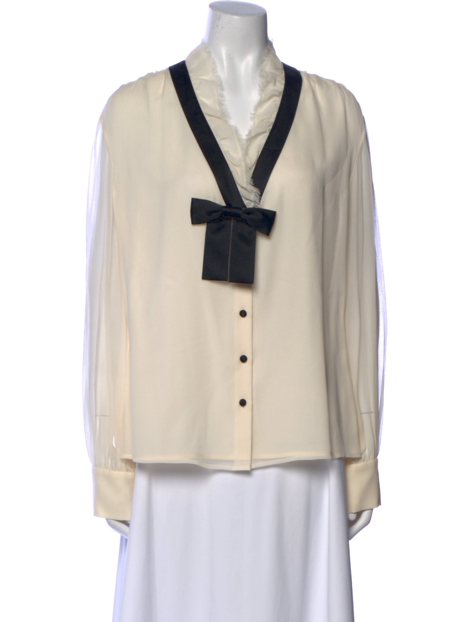St. John Silk V-Neck Button-Up Top w/ Tags