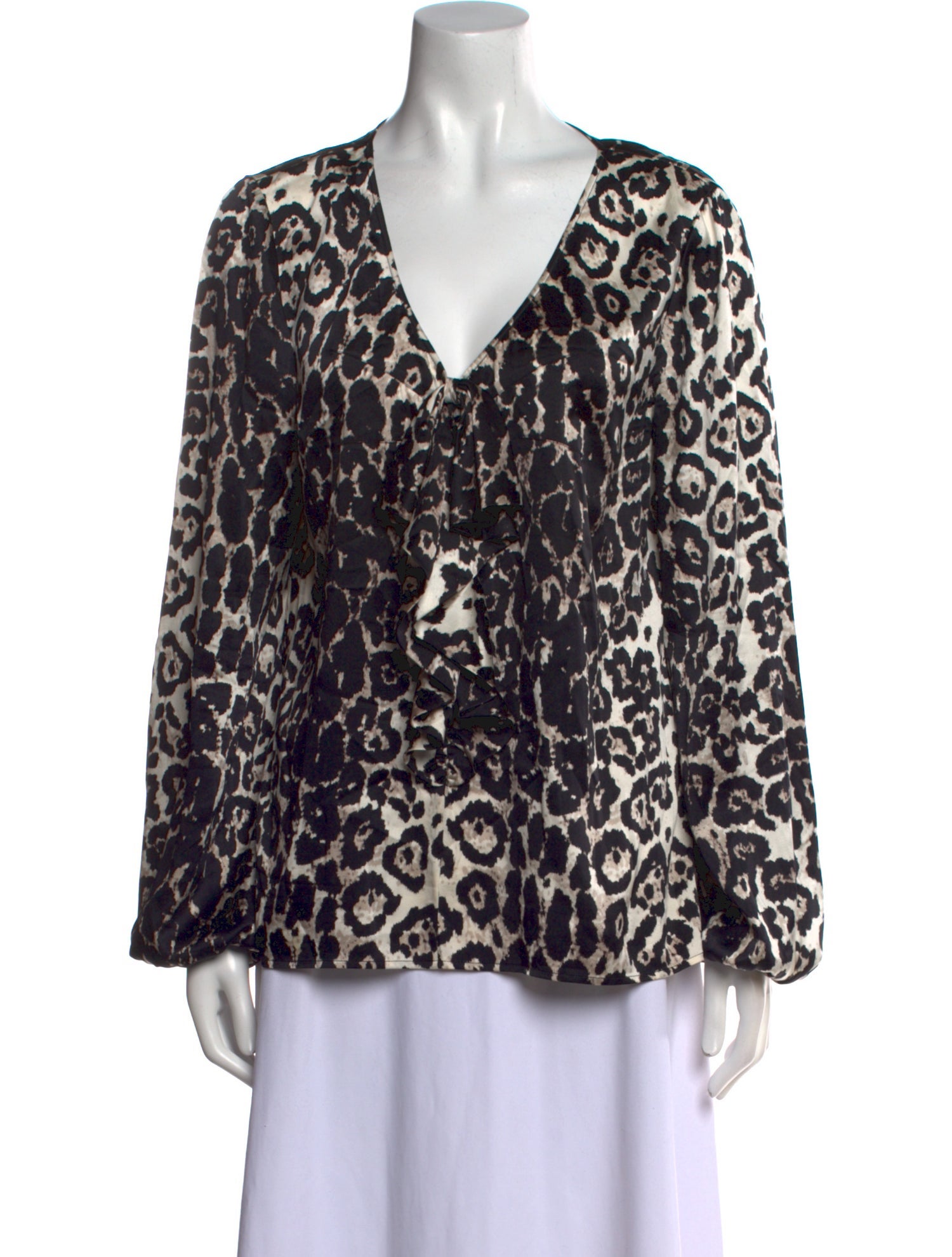 St. John Animal Print V-Neck Blouse