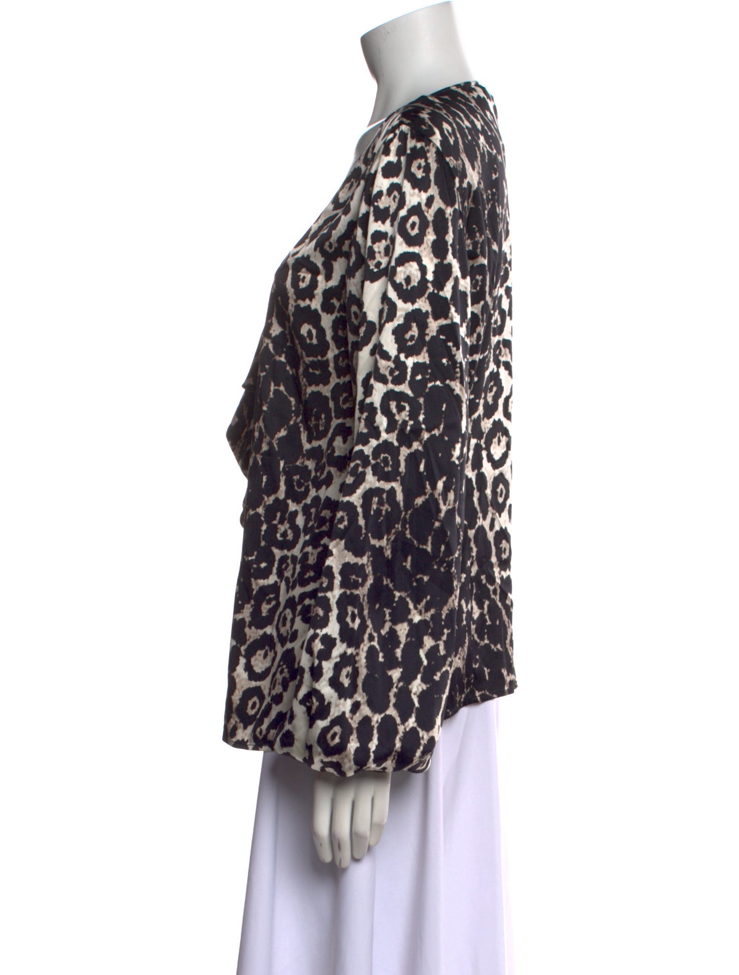 St. John Animal Print V-Neck Blouse