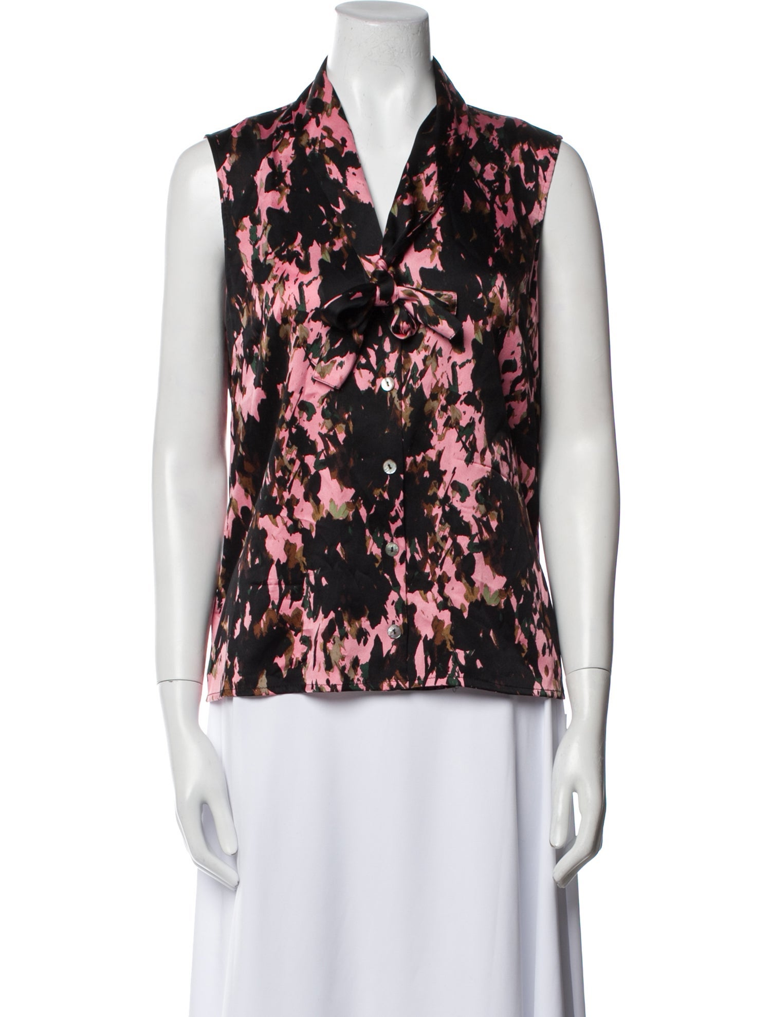 St. John Silk Floral Print Top