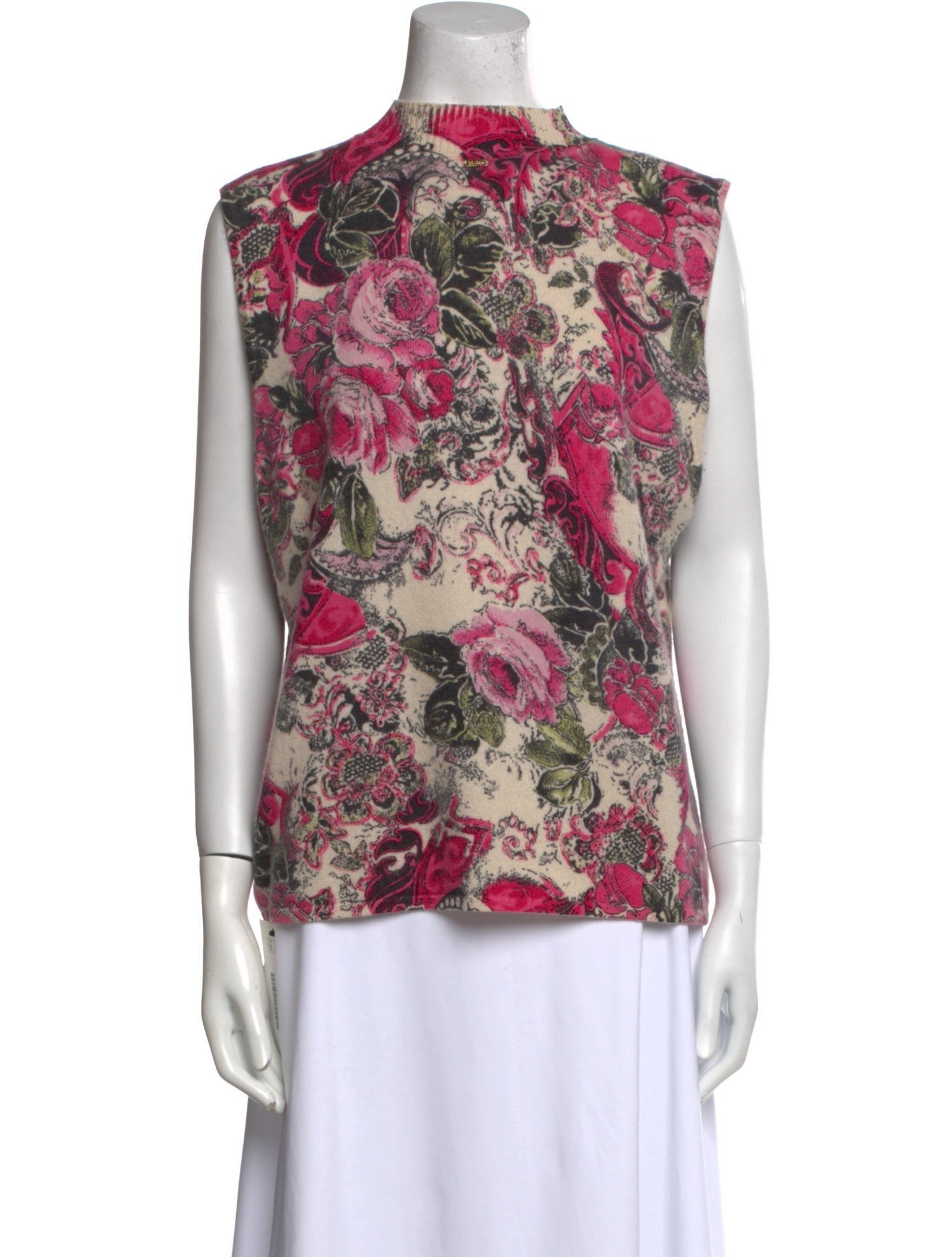 St. John Cashmere Floral Print Blouse