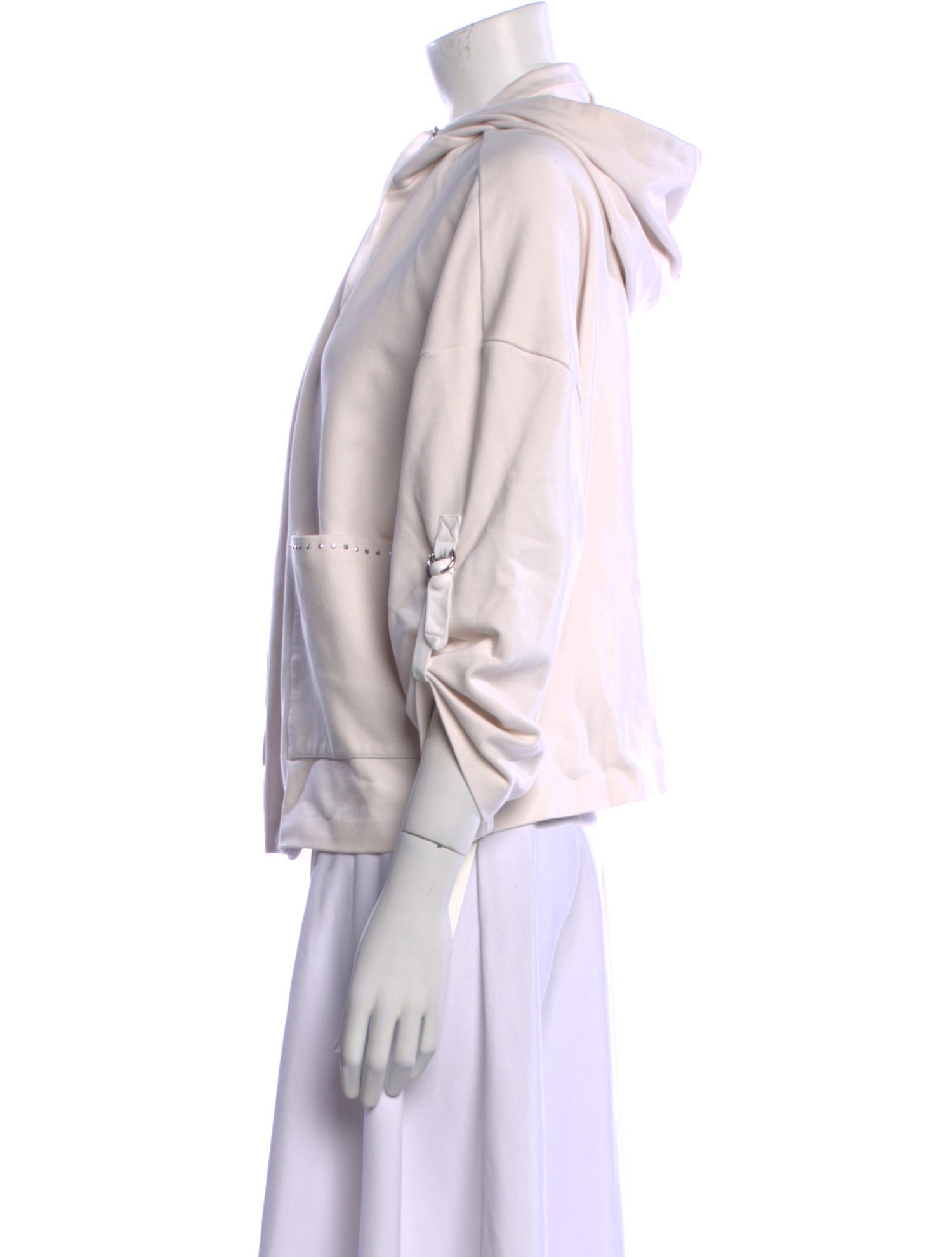 St. John Crew Neck Three-Quarter Sleeve Hoodie