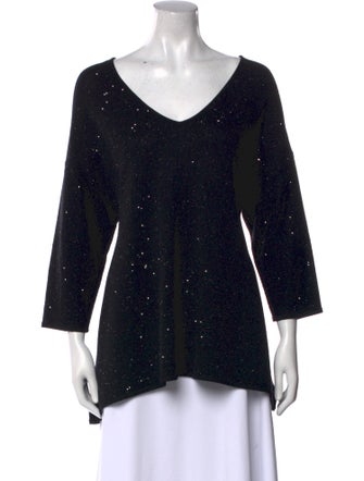 St. John Wool V-Neck Top