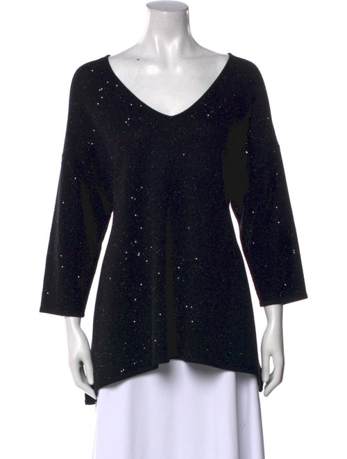 St. John Wool V-Neck Top