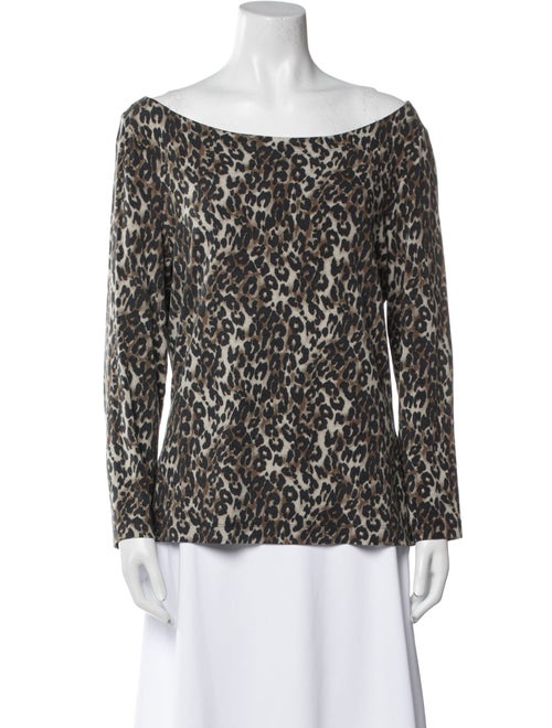 St. John Animal Print Bateau Neckline Blouse