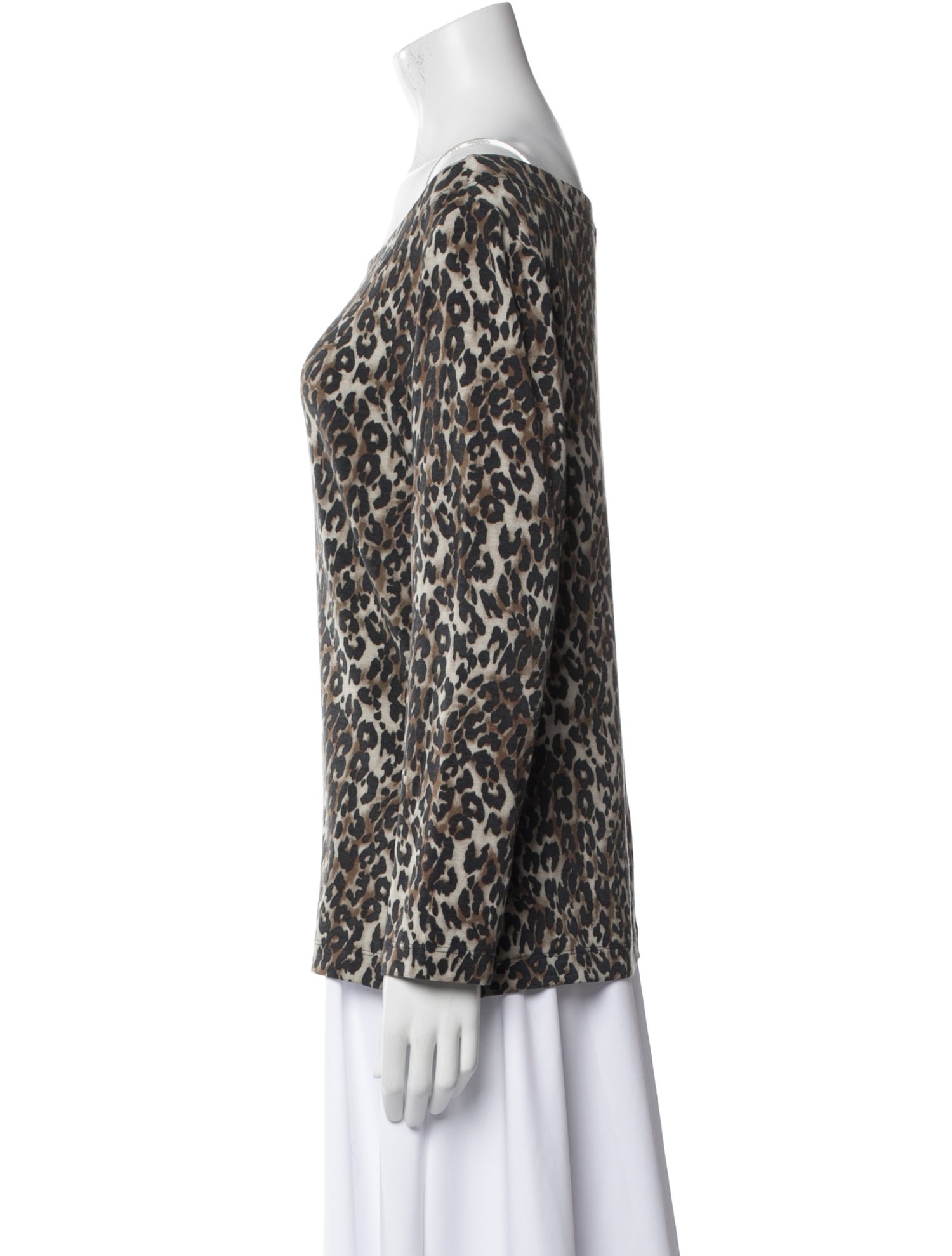 St. John Animal Print Bateau Neckline Blouse