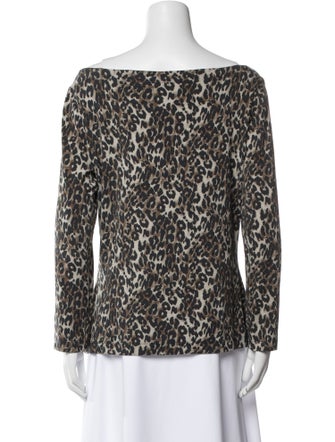 St. John Animal Print Bateau Neckline Blouse
