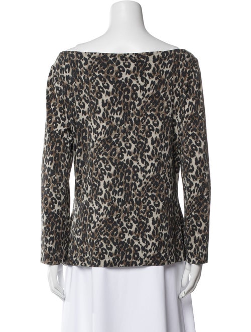St. John Animal Print Bateau Neckline Blouse