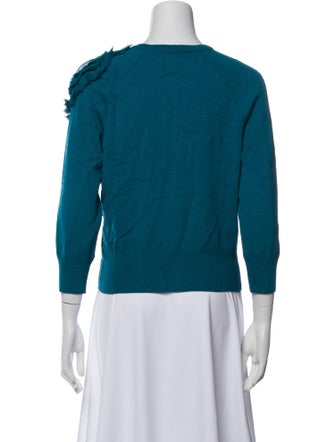 St. John Crew Neck Three-Quarter Sleeve Button-Up Top