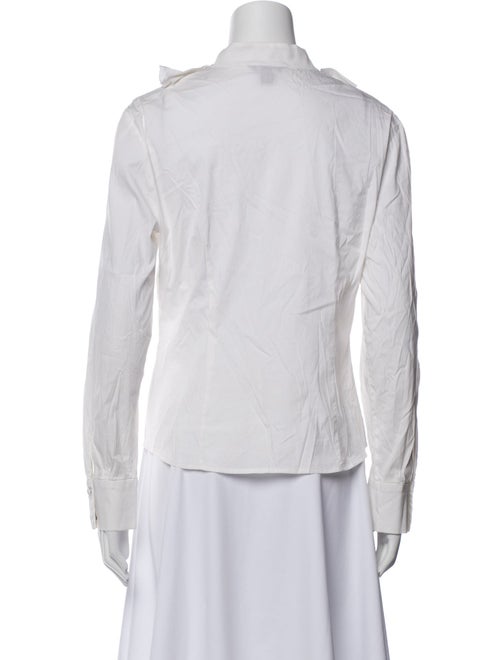 St. John Mock Neck Long Sleeve Button-Up Top