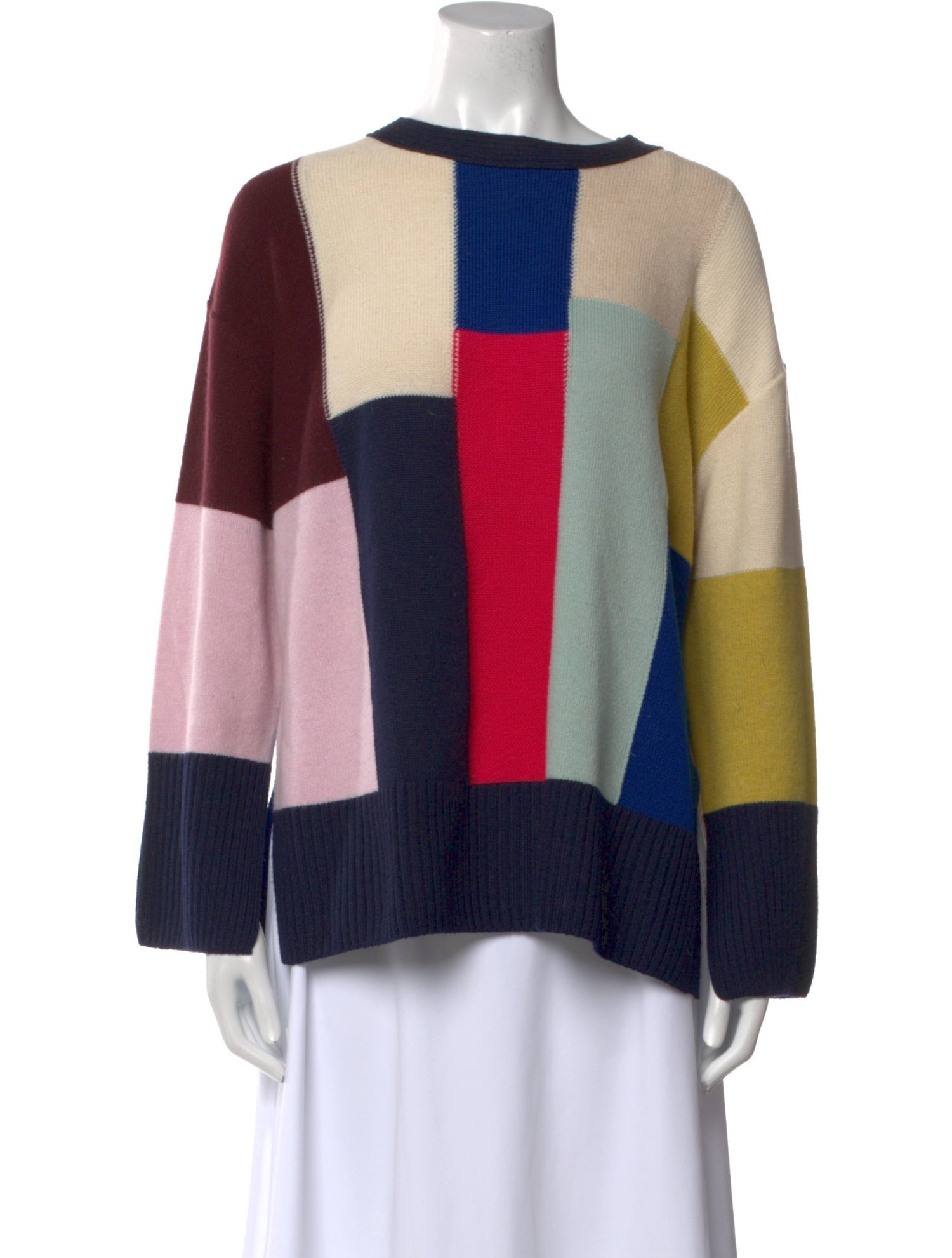 St. John Wool Colorblock Pattern Sweater