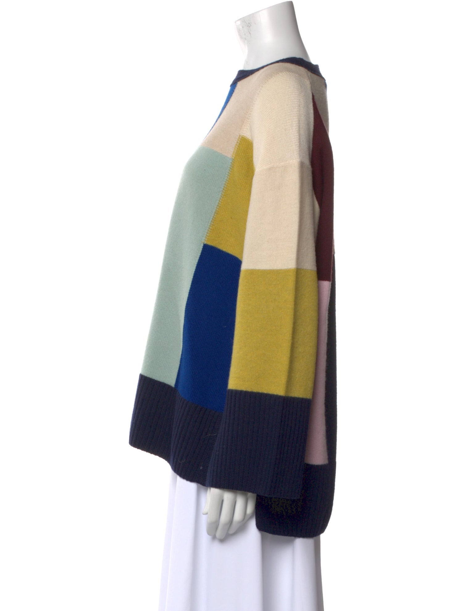 St. John Wool Colorblock Pattern Sweater