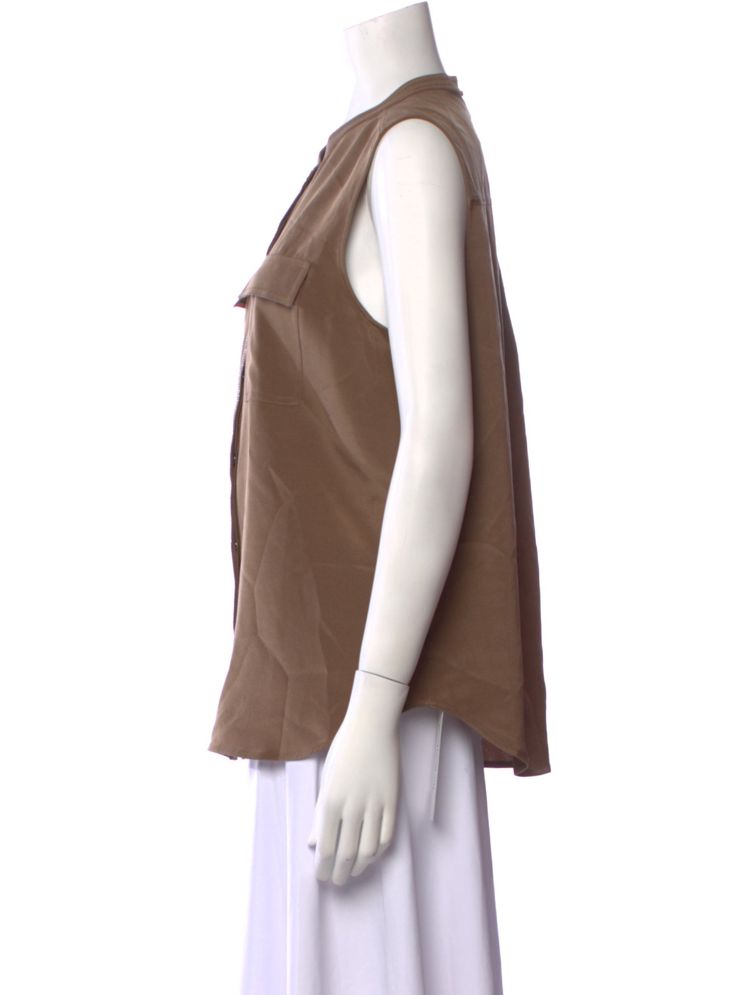 St. John Silk V-Neck Button-Up Top