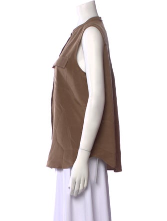 St. John Silk V-Neck Button-Up Top