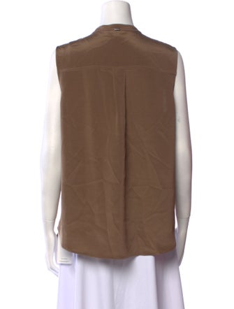 St. John Silk V-Neck Button-Up Top