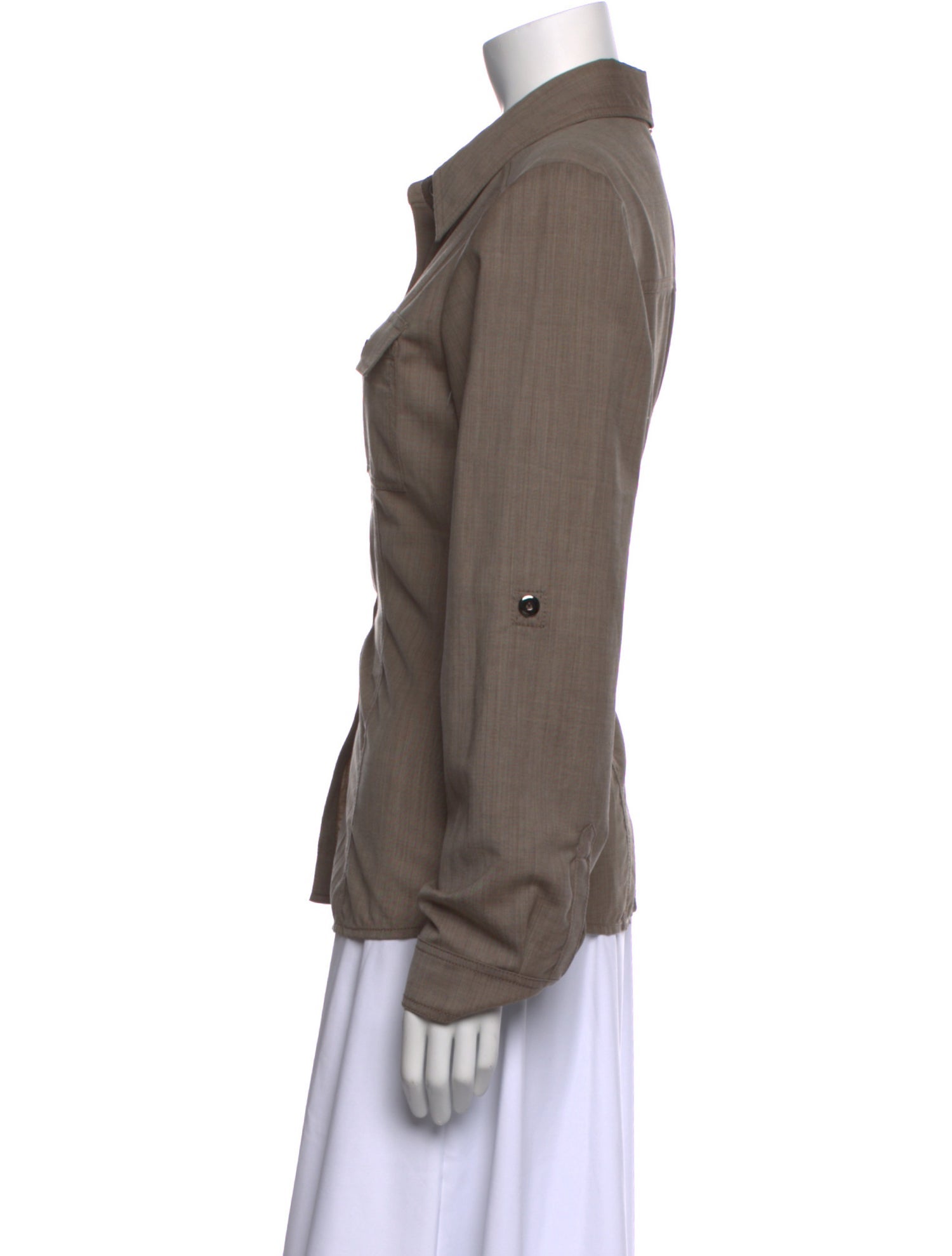 St. John Wool Long Sleeve Button-Up Top