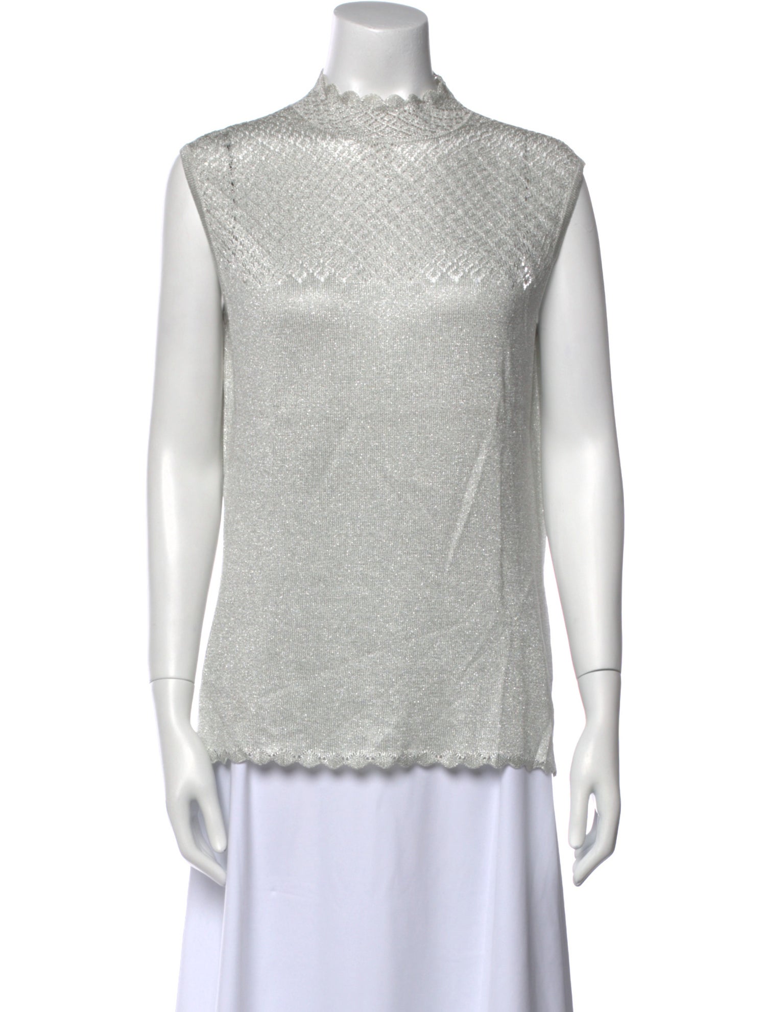 St. John Mock Neck Sleeveless Top