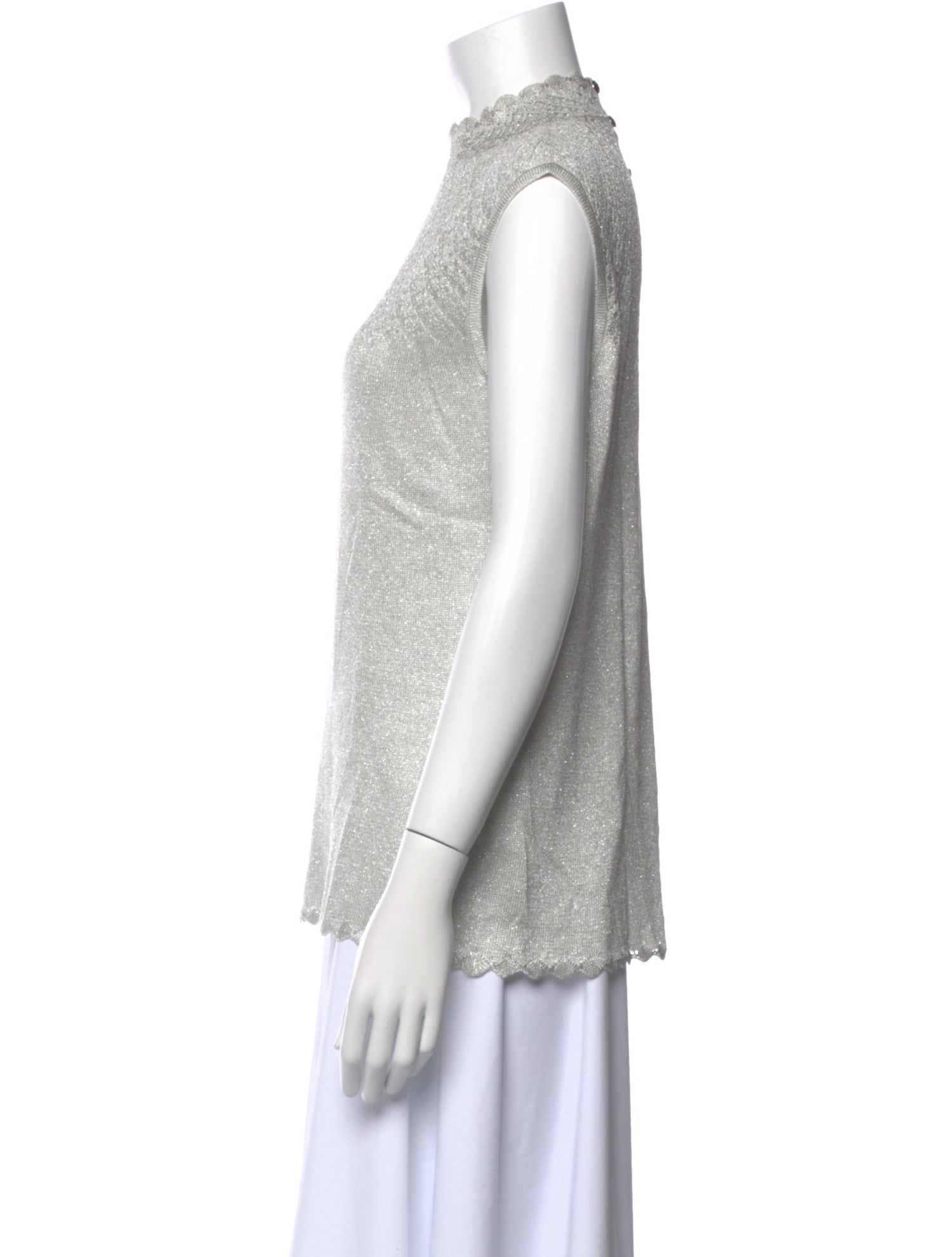 St. John Mock Neck Sleeveless Top