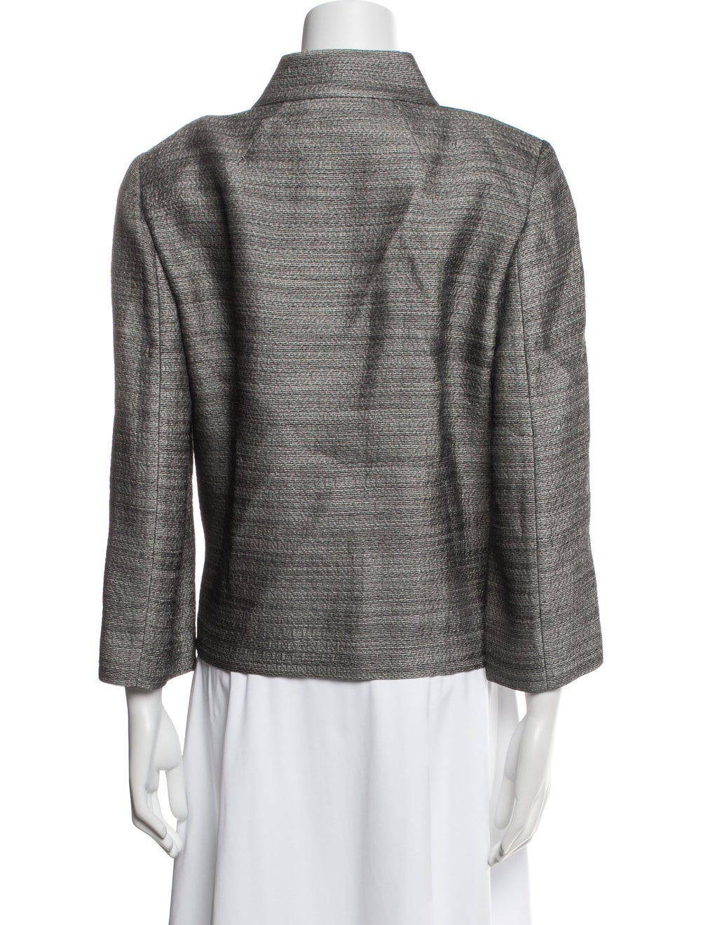 St. John Wool Jacket Grey Stand Collar Hook and E… - image 3