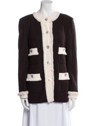 St. John Wool Plaid Print Evening Jacket