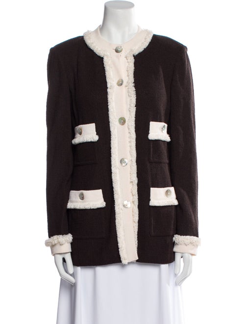 St. John Wool Plaid Print Evening Jacket