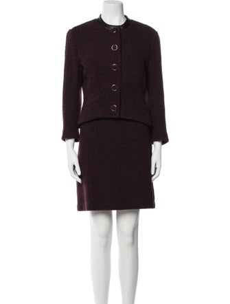 St. John Leather Trim Embellishment Skirt Set