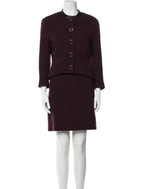 St. John Leather Trim Embellishment Skirt Set