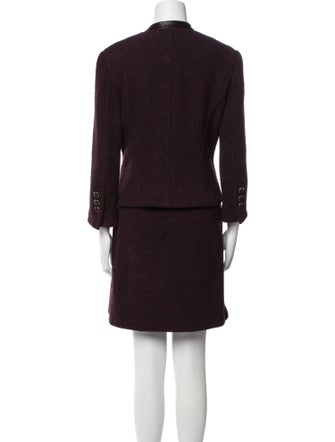 St. John Leather Trim Embellishment Skirt Set