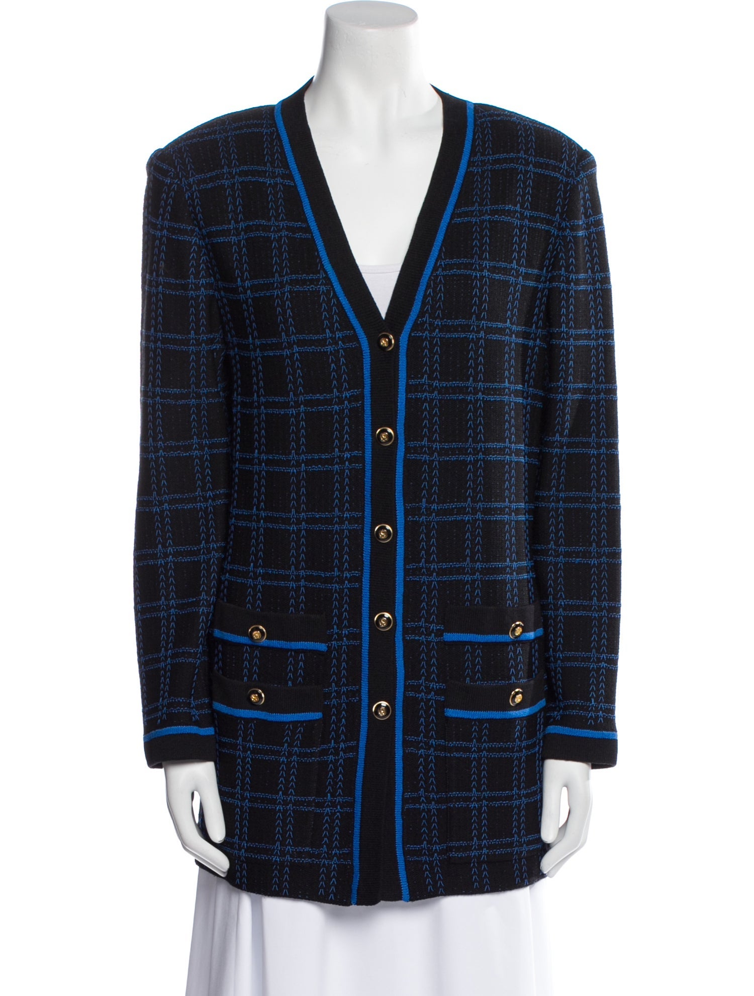 St. John Wool Plaid Print Blazer