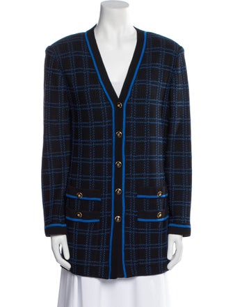 St. John Wool Plaid Print Blazer