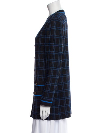St. John Wool Plaid Print Blazer