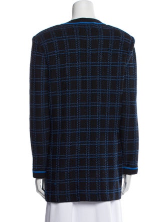 St. John Wool Plaid Print Blazer