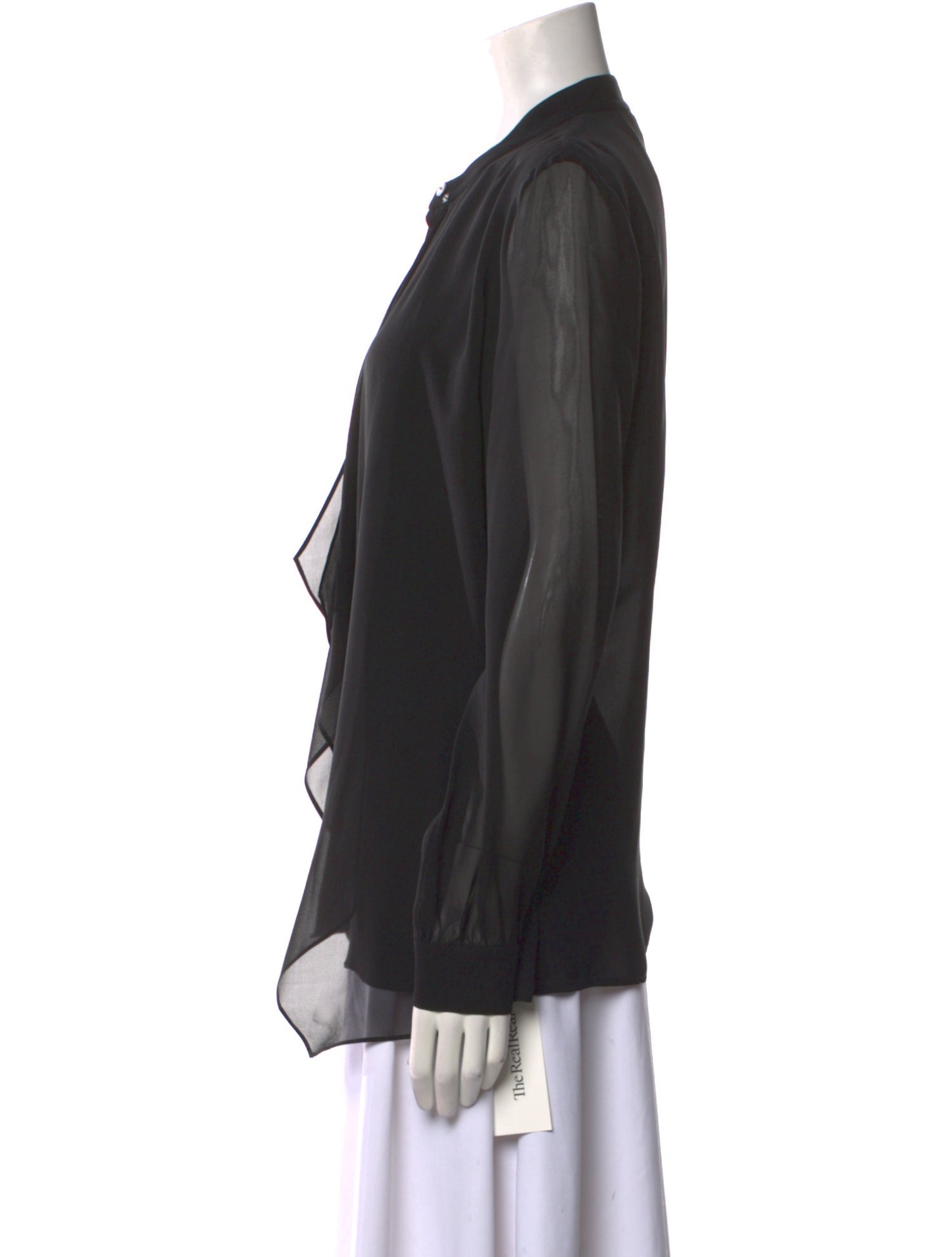 St. John Silk Crew Neck Button-Up Top