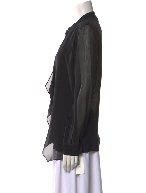 St. John Silk Crew Neck Button-Up Top