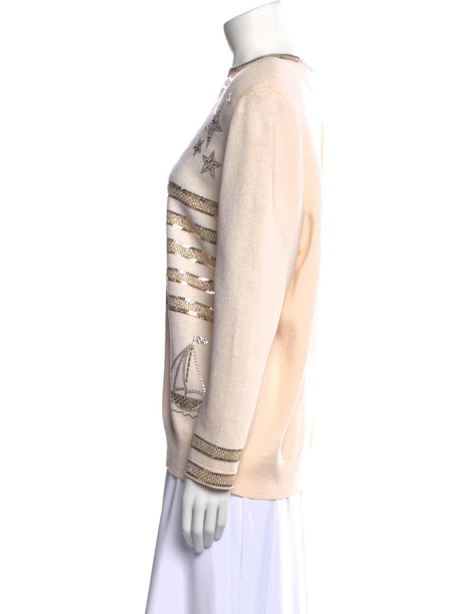 St. John Printed Scoop Neck Sweater