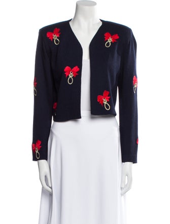 St. John Patterned Open Front Sweater