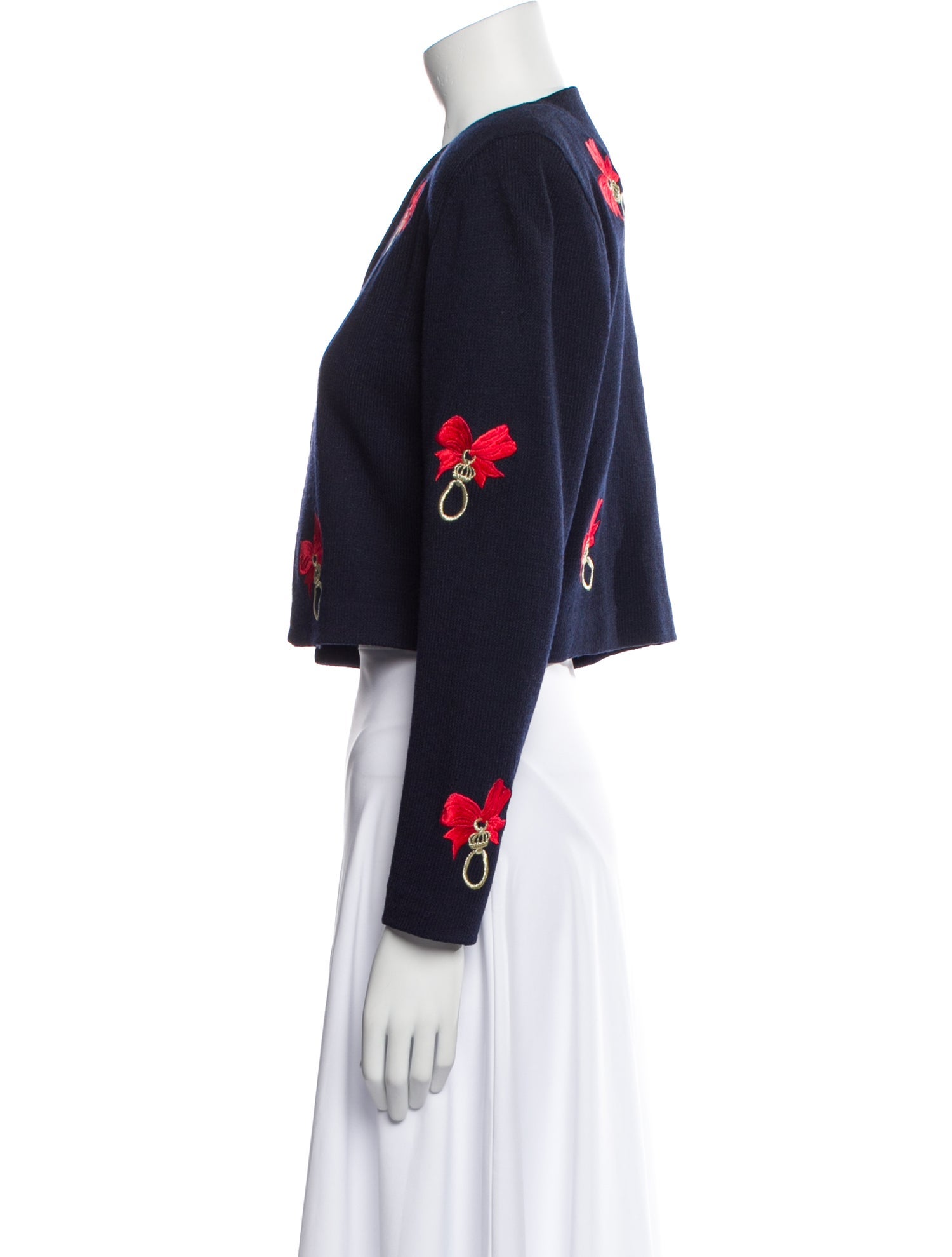 St. John Patterned Open Front Sweater