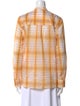 St. John Plaid Print Mock Neck Button-Up Top