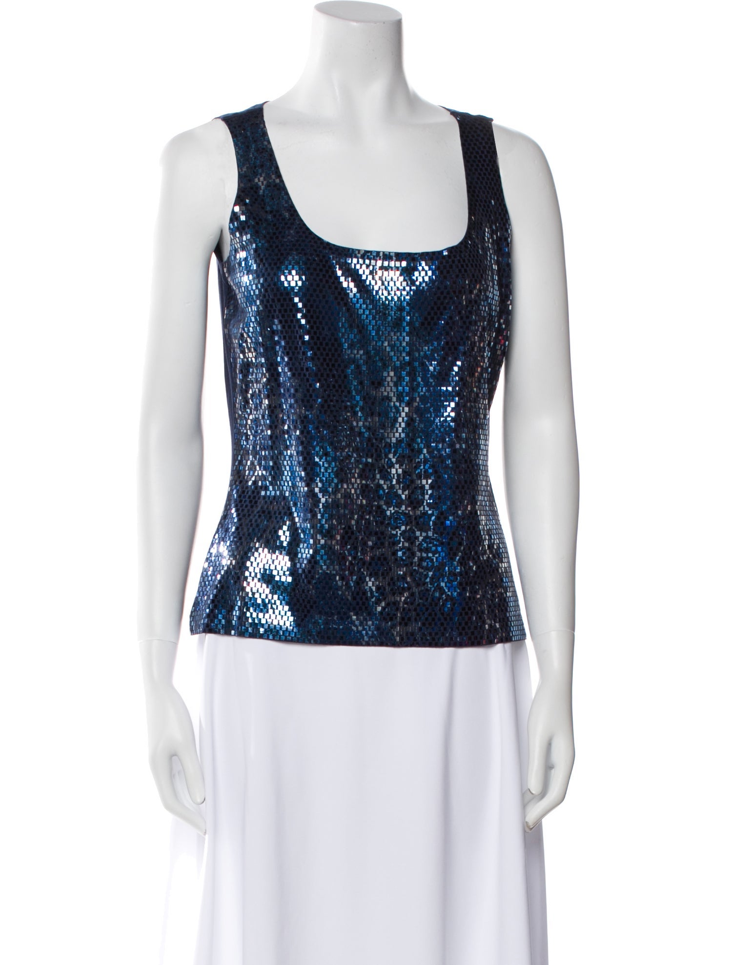 St. John Printed Scoop Neck Top